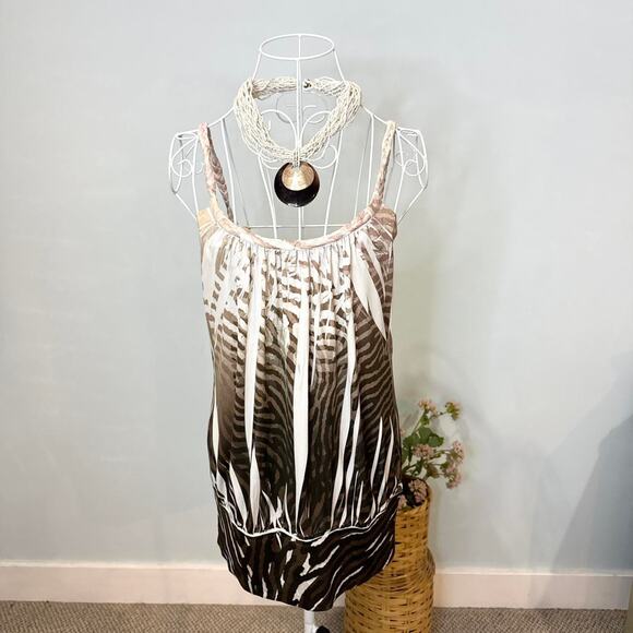 Gorgeous vintage y2k brown print top/ mini dress - Picture 1 of 6